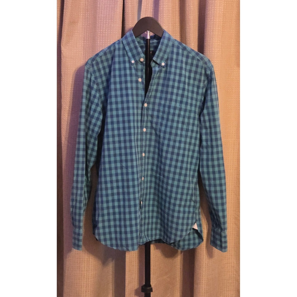 J.Crew Blue Green Gingham Plaid Button Down Shirt Mens Size Medium